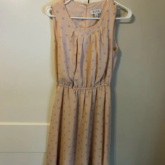 Elle Peach and Blue Midi Dress.  No Belt - Picture 2 of 5